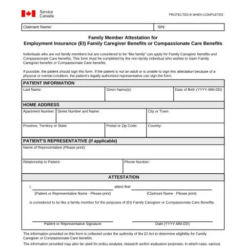 Document preview: Understanding the Family Member Attestation for EI Benefits — Family (CERFA n°INS5223)