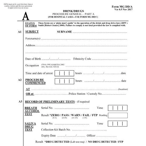 Document preview: Police Powers and Legal Requirements for Drink Drug Driving Cases — Government & admin