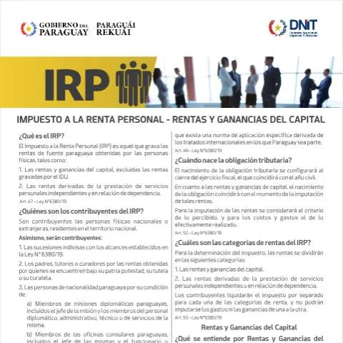 Vista previa del documento Presentación del formulario IRP RGC en Paraguay — Trámites administrativos