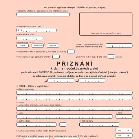 Document preview: Jak vyplnit přiznání k dani z neočekávaných zisků? — Daně a fiskální záležitosti (CERFA n°25 5563)