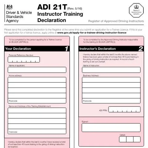 Document preview: How to Complete Your ADI 21T Training Declaration Form — Government & admin