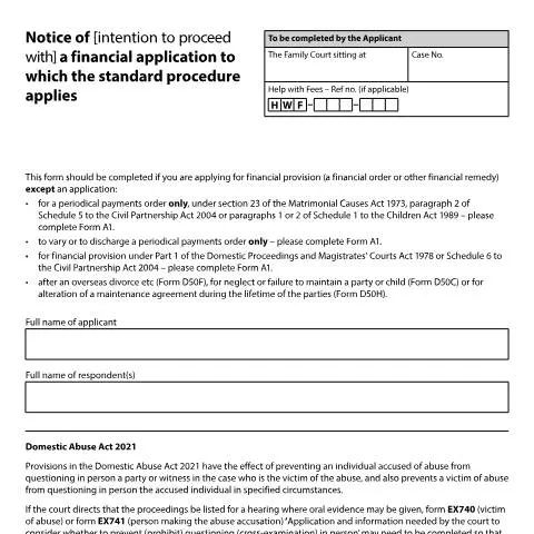 Document preview: Understanding Form A: Financial Order Application Notice Requirements — Government & admin