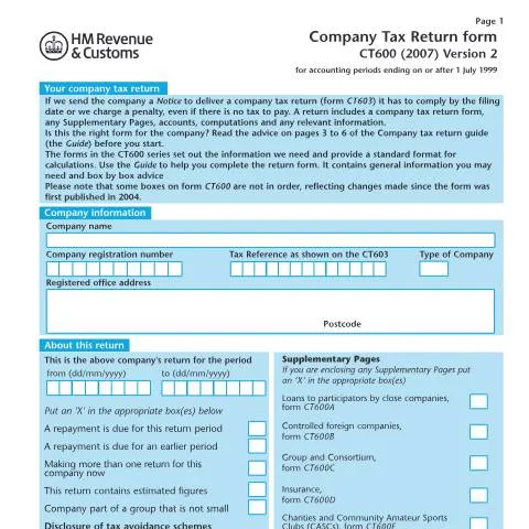 Document preview: A Comprehensive Guide to the CT600 (2007) Form — Taxes
