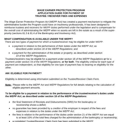 Document preview: Understanding the WEPP Trustee/Receiver Claim Form EMP5497 — Work & employment (CERFA n°EMP5497)