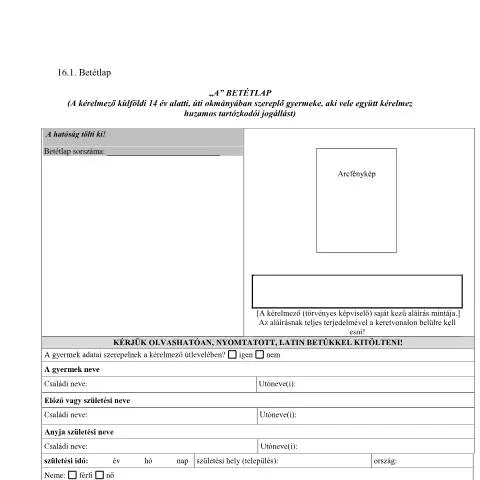 Document preview: A betétlap szerepe a huzamos tartózkodási jog kérelmezésében — Bevándorlás & vízumok