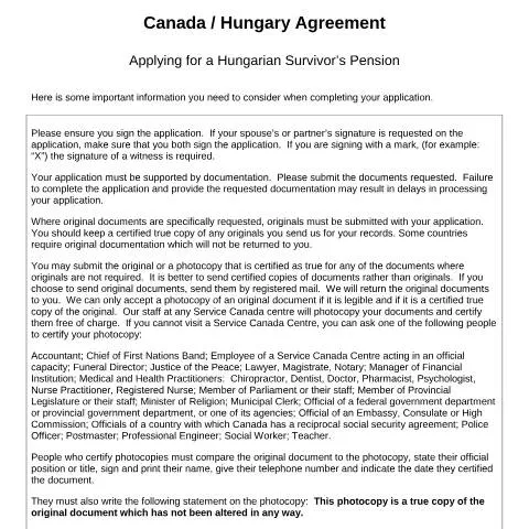 Document preview: Applying for a Hungarian Survivor's Pension: A Guide — Health (CERFA n°CA_HU_1_2)