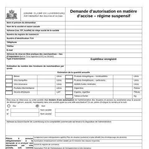 Aperçu du document Comprendre l'autorisation d'accise pour expéditeurs enregistrés — Démarches administratives (CERFA n°expediteur-enregistre)