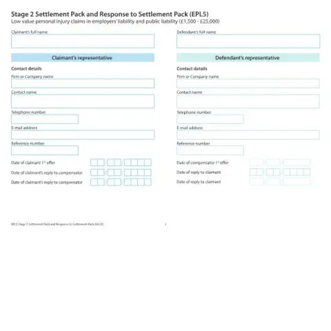 Document preview: Understanding Form EPL5 in Personal Injury Claims — Legal & justice (EPL5)