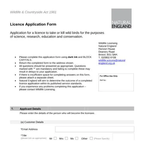 Document preview: Understanding the Wild Birds Licence Application Process — Government & admin