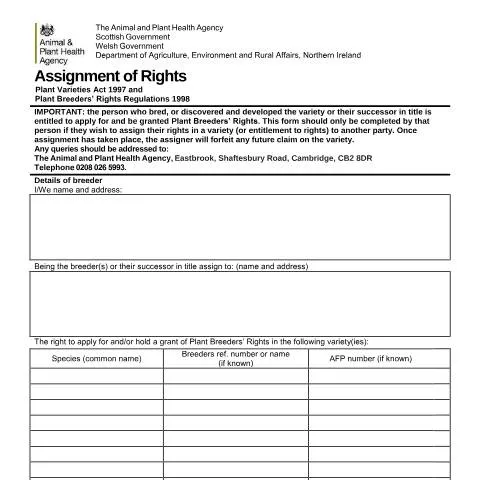 Document preview: Navigating Plant Breeders' Rights Assignment — Government & admin