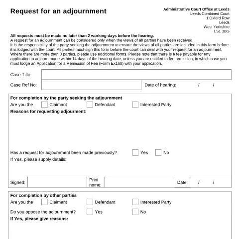 Document preview: Understanding Form AC001 for Hearing Adjournments — Legal & justice