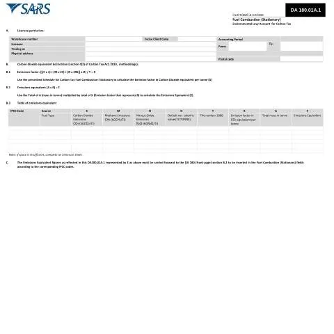 Document preview: Navigating the DA 180 01A 1 Form for Carbon Tax — Government & admin (CERFA n°DA 180 01A 1)