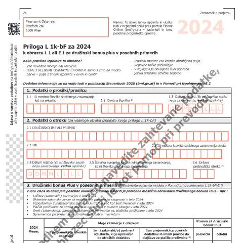 Dokumentvorschau: Formular L1k-bF-SI für den Familienbonus Plus 2024 — Steuern (CERFA n°L1k-bF-SI)