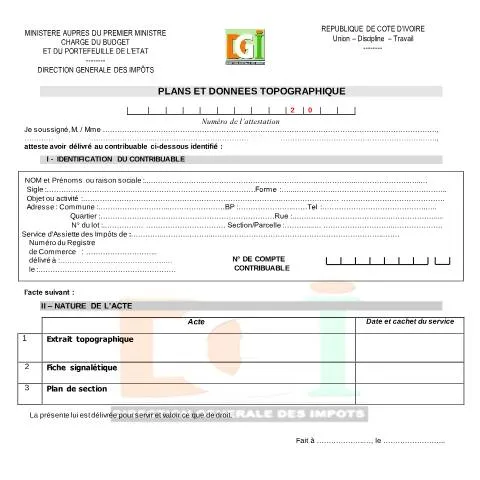 Aperçu du document Guide des Plans et Données Topographiques en Côte d'Ivoire — Démarches administratives