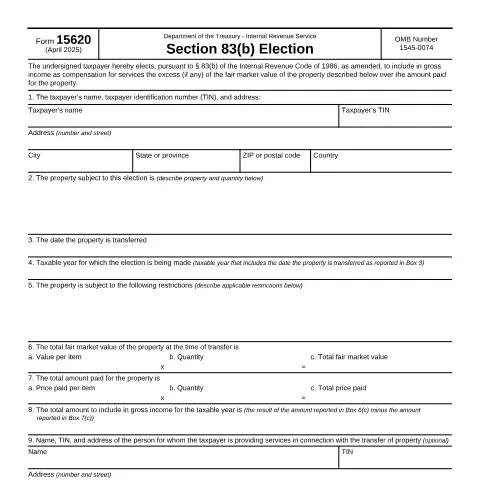 Document preview: Why IRS Form 15620 Matters for Taxpayers — Taxes (CERFA n°15620)