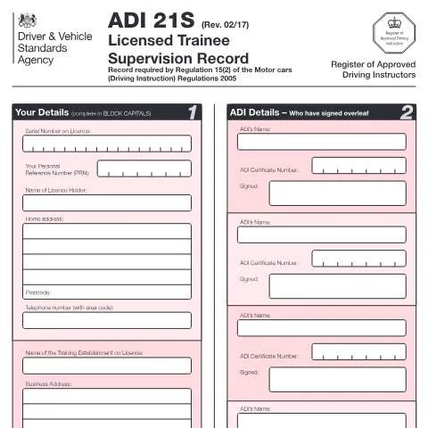 Document preview: Licensed Trainee Supervision Record Requirements for UK Driving — Government & admin
