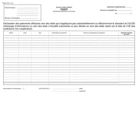 Aperçu du document Comprendre la déclaration des paiements vers des juridictions fiscales — Impôts & fiscalité (CERFA n°121-275-f)