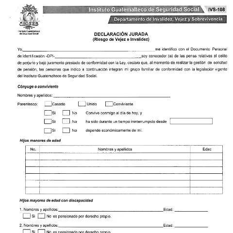 Vista previa del documento Importancia del Formulario IVS 108 en el IGSS — Trámites administrativos (CERFA n°IVS-108)