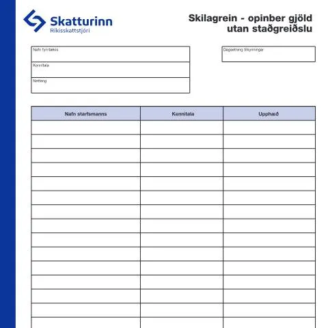 Document preview: Skilagrein - leiðbeiningar um opinber gjöld án staðgreiðslu — Skattar & fjármál (CERFA n°RSK 22.13)