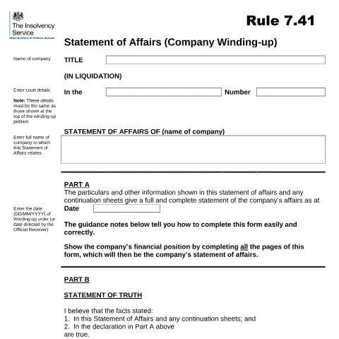 Document preview: The Role of Rule 7.41 in Company Liquidation — Legal & justice