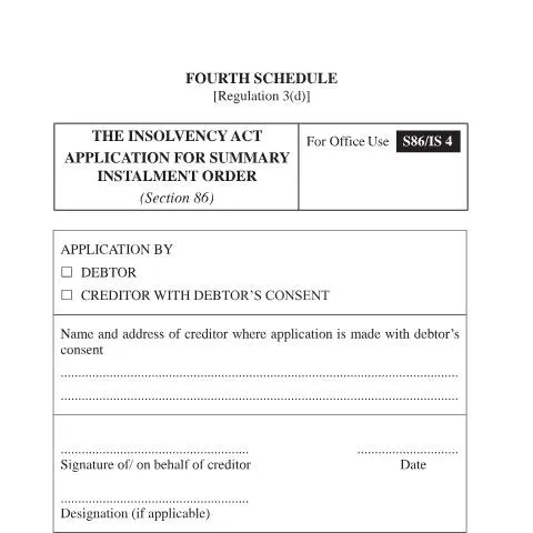 Document preview: Navigating the Summary Instalment Order IS4 for Debt Relief — Government & admin (Application-for-Summary-Instalment-Order-_IS4)