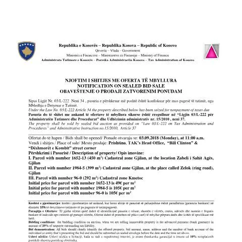 Document preview: Shitja me Oferta të Mbyllura për Pasuritë e Konfiskuara — Procedura administrative