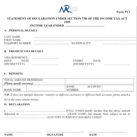 Document preview: Understanding the Premium Visa Form PV1 in Mauritius — Government & admin (CERFA n°FormPremiumVISA)