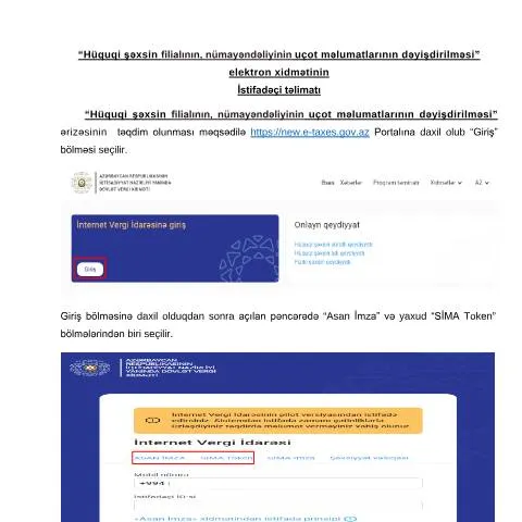 Document preview: Hüquqi şəxslərin filiallarının uçot məlumatlarının onlayn — Vergilər & maliyyə