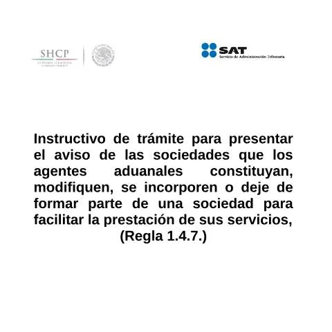 Vista previa del documento Guía para el Aviso de Sociedades de Agentes Aduanales en México — Trámites administrativos (CERFA n°H7)