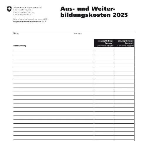 Dokumentvorschau: Aus- und Weiterbildungskosten 2025 erfassen — Bibliothek (CERFA n°10)