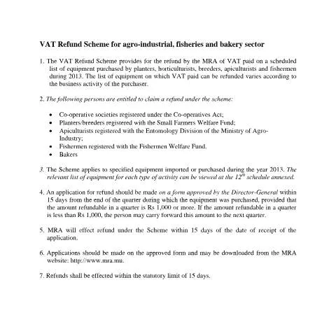 Document preview: Understanding the VAT Refund Scheme of 2013 — Taxes (CERFA n°VATRefundScheme2013)