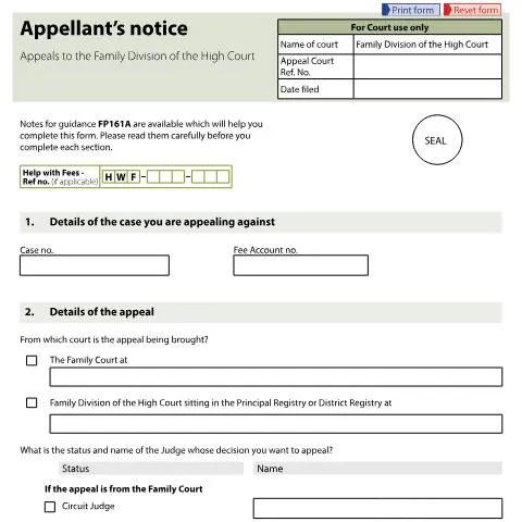 Document preview: Understanding Form FP161: Your Gateway to Family Division Appeals — Legal & justice