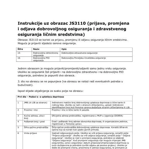 Document preview: Obrazac JS3110: Vaš vodič za dobrovoljno osiguranje — Administrativne procedure (CERFA n°I7)