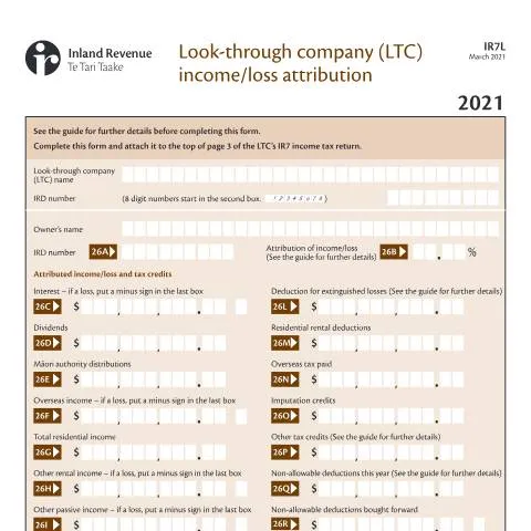 Document preview: The Importance of IR7L for Look-Through Companies in NZ — Taxes (CERFA n°IR7L)