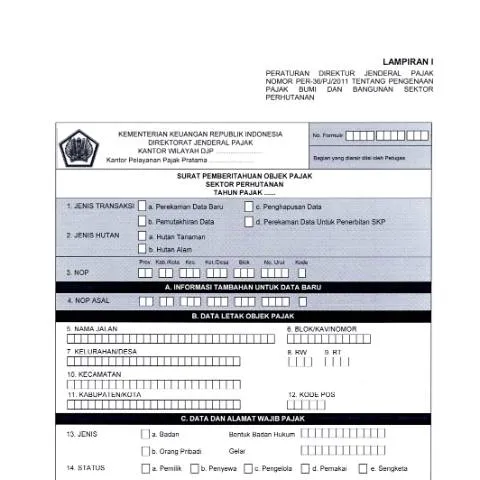 Document preview: Pemahaman Mendalam tentang SPOP dan LSPOP Perhutanan — Pajak & perpajakan (CERFA n°ID-DJP-SPOP-dan-LSPOP-Perhutanan-Lampiran-PER-36-PJ-2011-0)