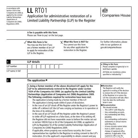 Document preview: How to Apply for LLP Restoration After Companies House Strike-Off — Legal & justice