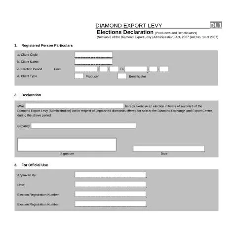 Document preview: Navigating the DL 1 , Elections Declarations Form — Government & admin (CERFA n°DL 1)