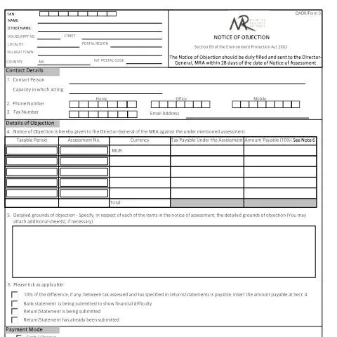 Document preview: Understanding the Environment Protection Fee - Form 3 in Mauritius — Environment & energy (CERFA n°OADREPF3-300615)