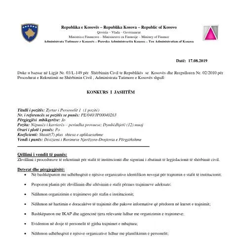 Document preview: Rekrutimi në Administratën e Punës në Kosovë — Punë & punësim