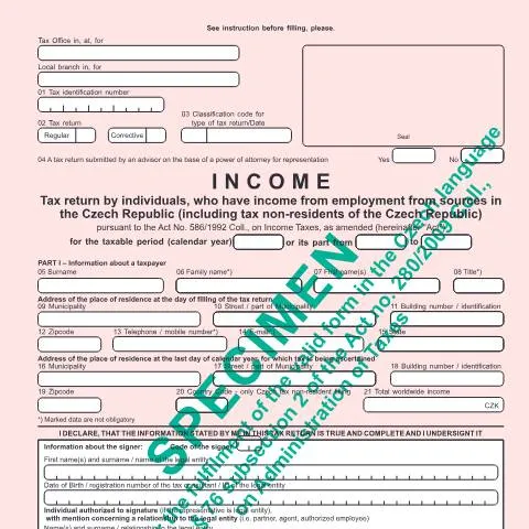 Document preview: Jak vyplnit přiznání k dani z příjmů fyzických osob? — Daně a fiskální záležitosti (CERFA n°25 5405/Da)