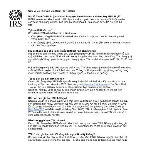 Document preview: Navigating IRS Publication 5257VN for ITIN Applications — Taxes (CERFA n°PUB-5257VN)