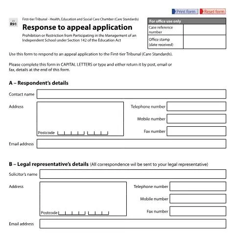 Document preview: Understanding Form CS R91 in Independent School Appeals — Legal & justice