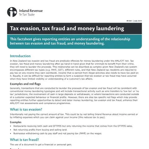 Document preview: The Importance of IR1061 in New Zealand's Tax System — Taxes (CERFA n°IR1061)