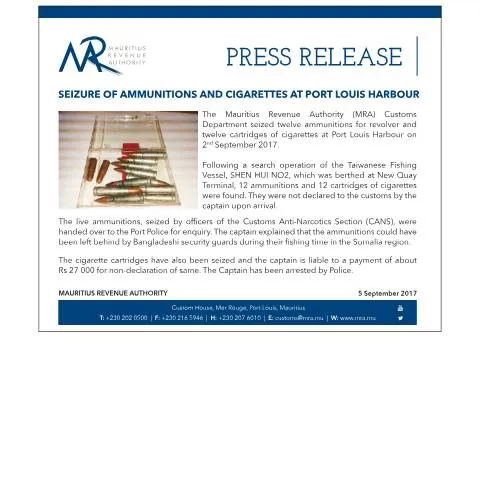 Document preview: Understanding the Seizure of Ammunitions at Port Louis Harbour — Government & admin (SeizureAmmunitions)