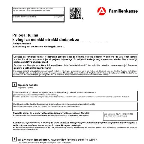 Dokumentvorschau: Kindergeld für im Ausland lebende Familien - Formular kg51-slo — Familie (CERFA n°kg51-slo-anlageausland_ba032530)