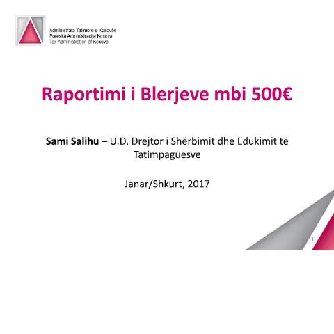 Document preview: Rëndësia e Raportimit të Blerjeve mbi 500 Euro — Tatime & fiskalitet