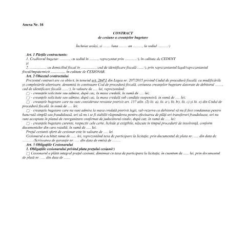 Document preview: Ghid complet pentru contractul de cesiune a creanțelor bugetare în — Impozite & fiscalitate (CERFA n°A16_OPANAF_1940_2023)