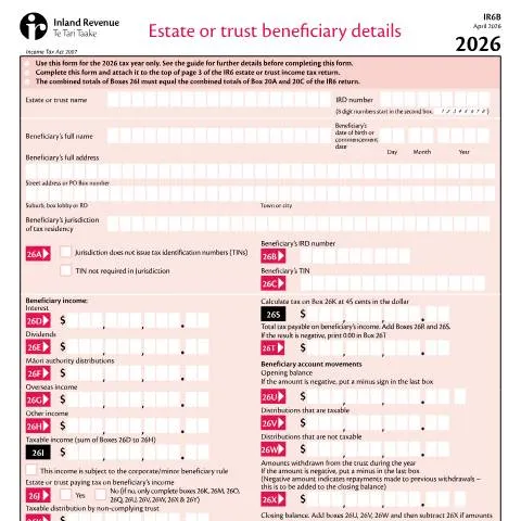 Document preview: Understanding the IR6B 2026 Form for Estates and Trusts — Taxes (CERFA n°IR6B)