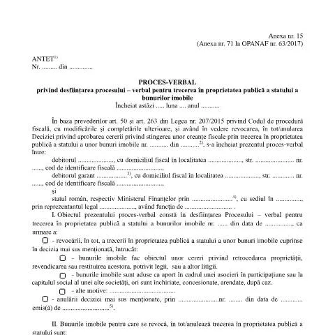 Document preview: Reglementări privind desființarea bunurilor imobile — Formalități administrative (CERFA n°A15_OPANAF_6942_2024)