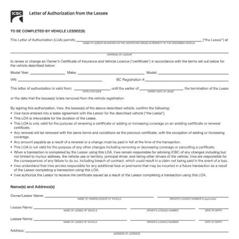 Document preview: Understanding the ICBC Lessee Authorization Letter (Form APV380) — Vehicle & driving (APV380)